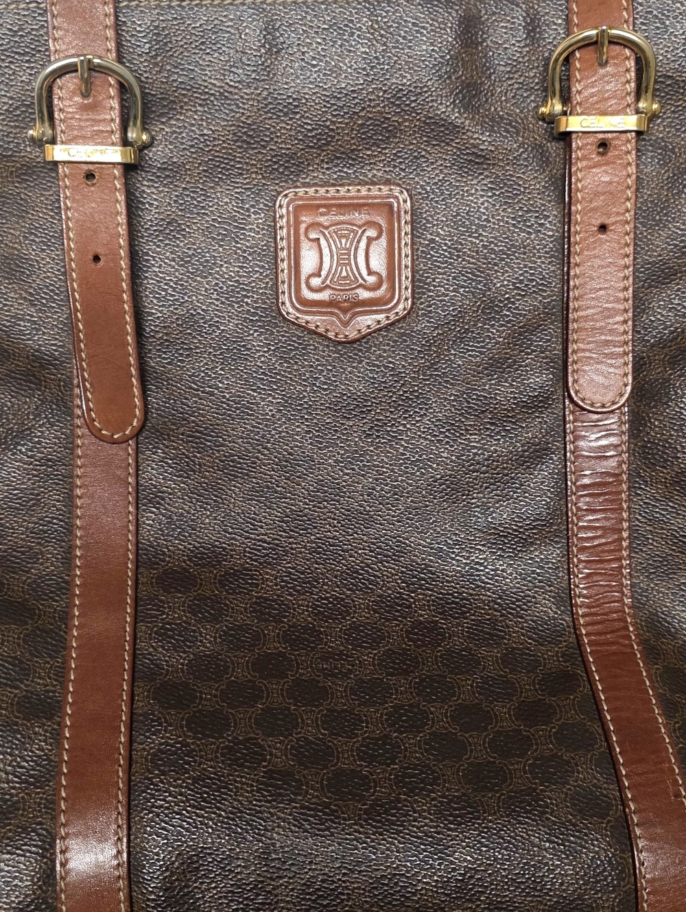 CELINE Macadam Brown Tote Shoulder Bag - Picture 7 of 12